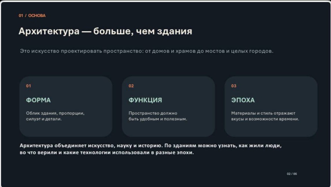 Слайд «Архитектура — больше, чем здания»