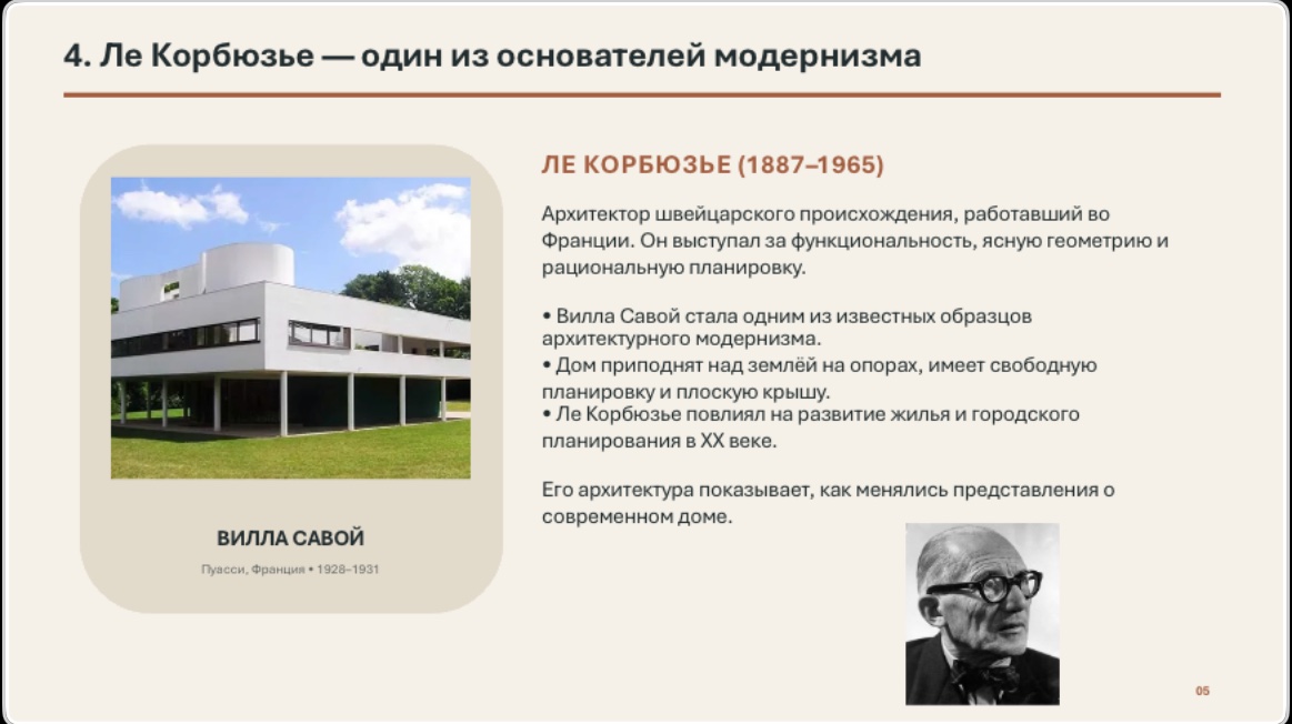 Слайд про Ле Корбюзье